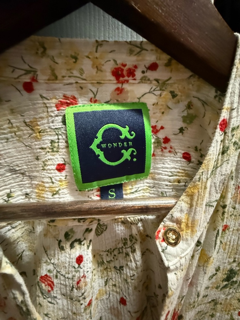 C. Wonder Cream Floral Button-Front Blouse - Picture 3 of 5